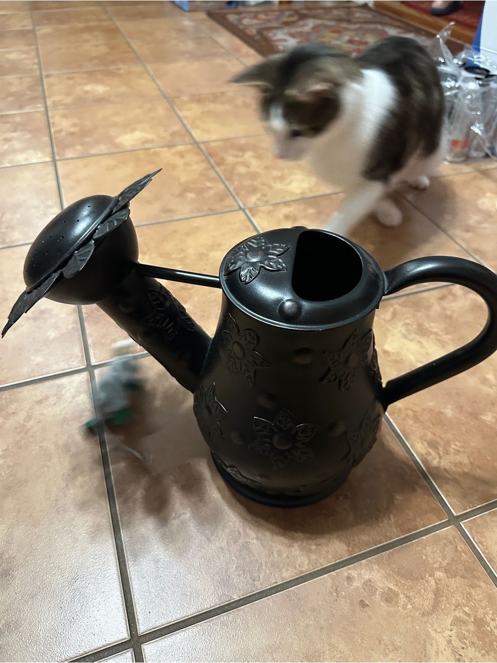 MacKenzie-Childs Black Metal Sunflower Watering Can